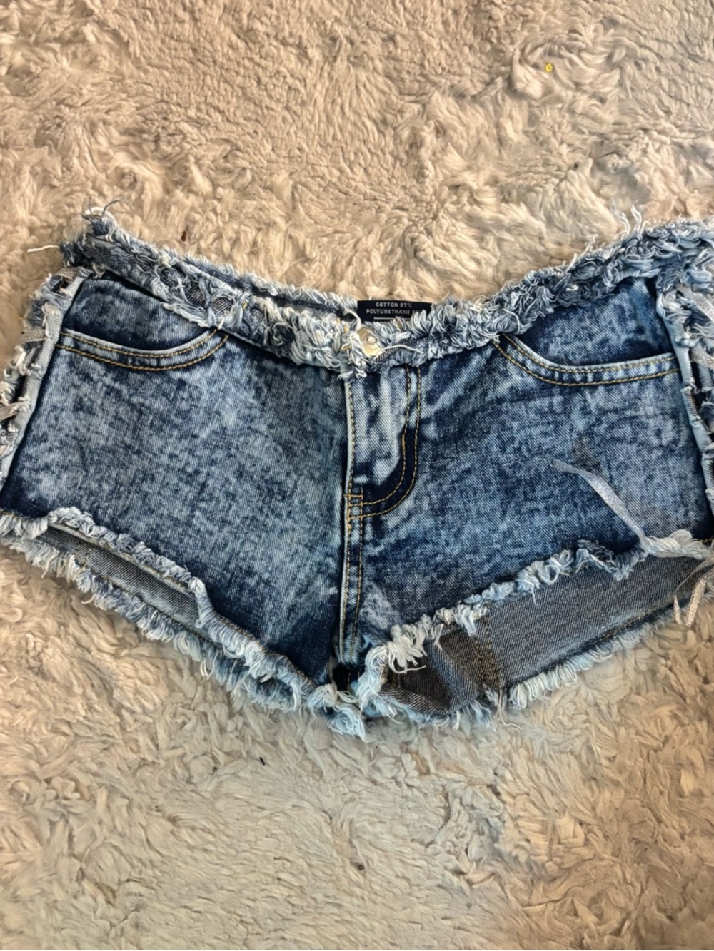 Frayed mini Hem Women's Denim Shorts - Blue